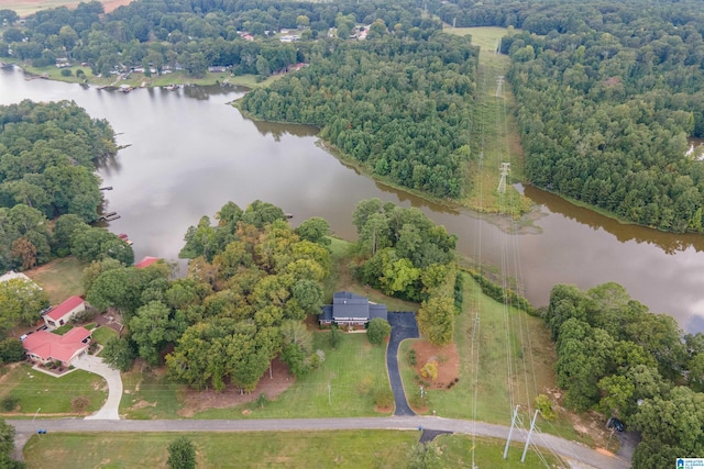 birds eye view of property featuring a rural view and a water view