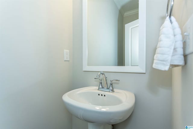 bathroom with crown molding and sink