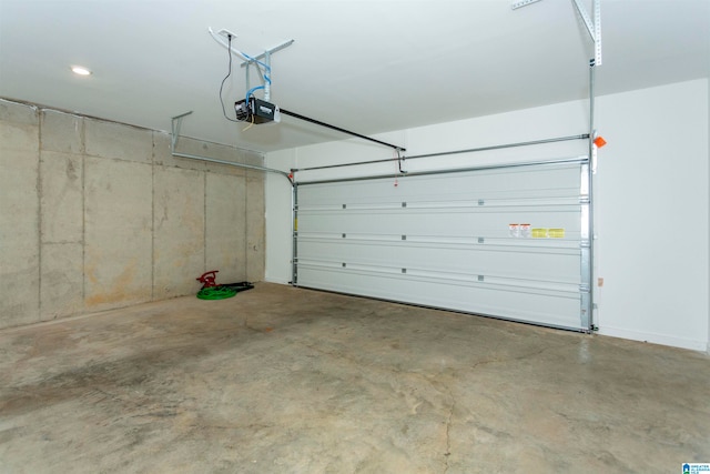 garage with a garage door opener