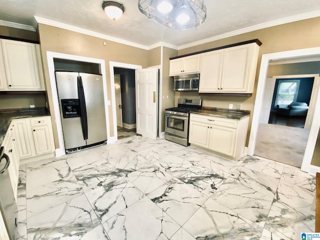 kitchen featuring crown molding and appliances with stainless steel finishes