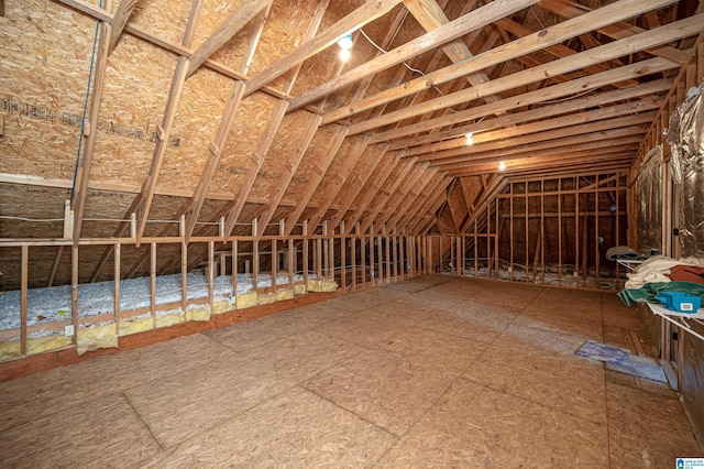 view of unfinished attic