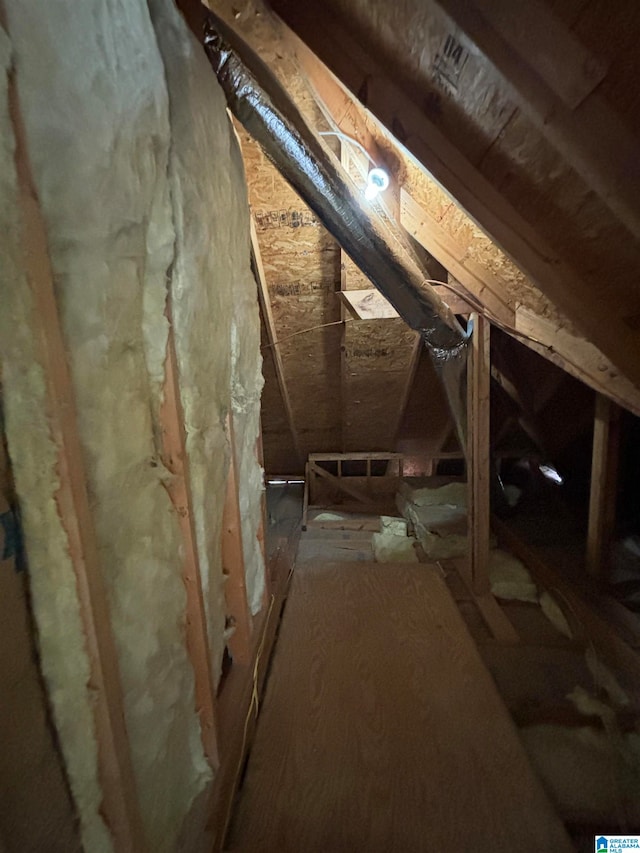 view of unfinished attic