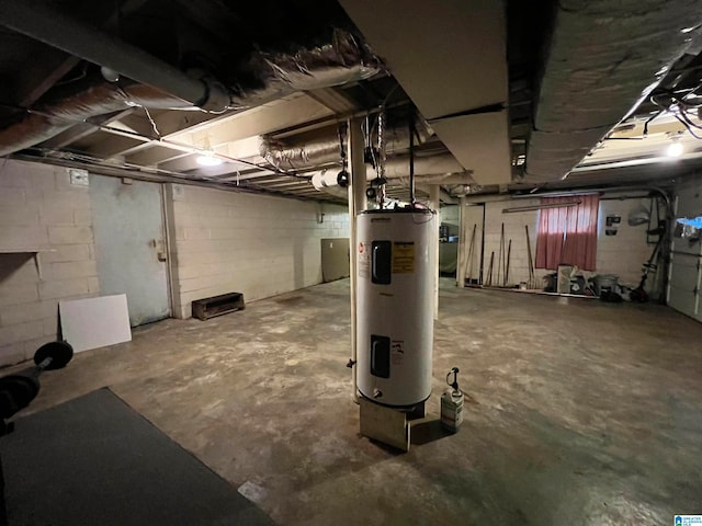 basement with water heater