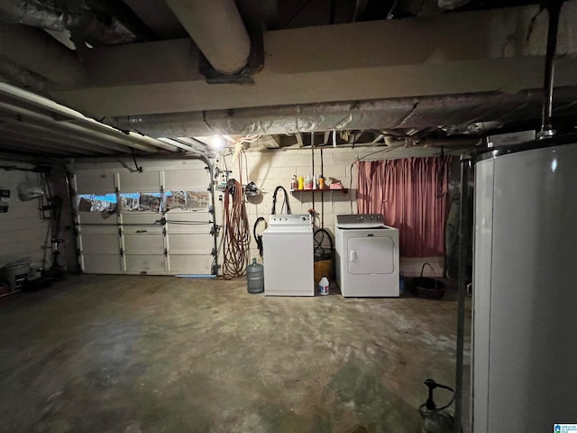 basement with washer and dryer