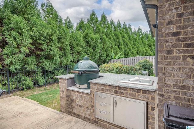 view of patio featuring an outdoor kitchen