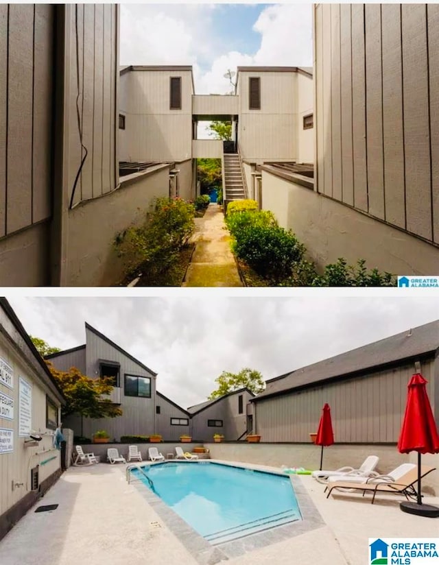 view of swimming pool with a patio area