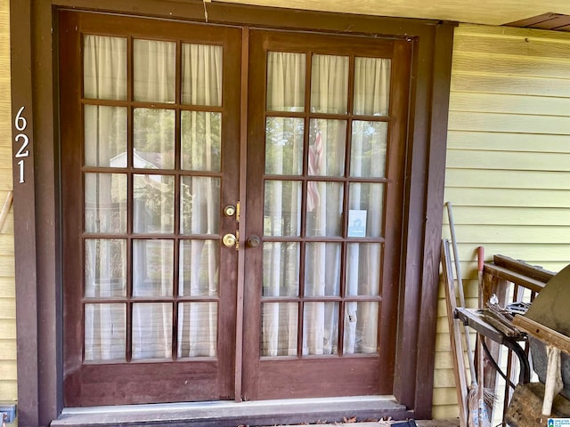 doorway to property with french doors