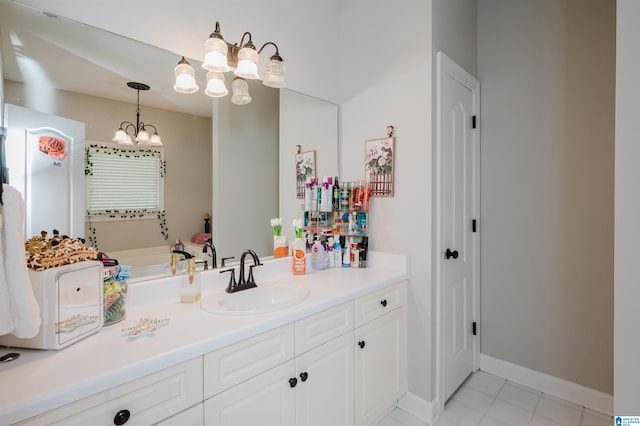 bathroom featuring vanity and tile patterned floors