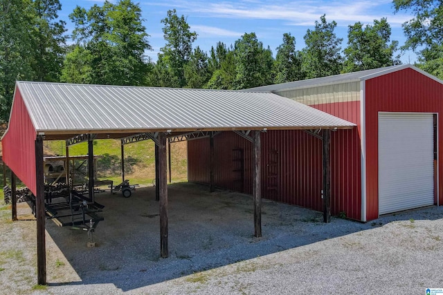 view of parking / parking lot with a carport