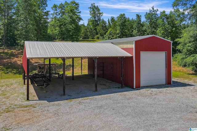 exterior space with a garage