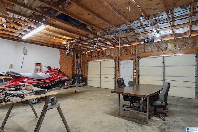 garage with a garage door opener