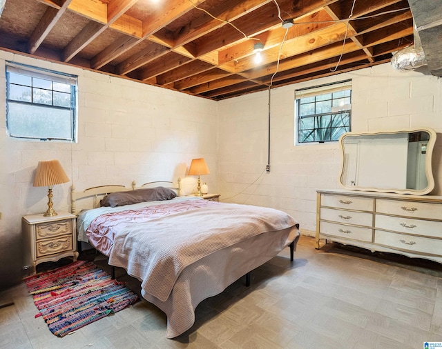 bedroom with multiple windows