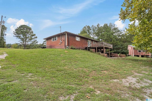 view of yard with a deck