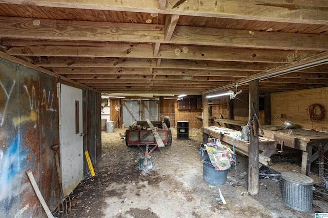 view of unfinished basement