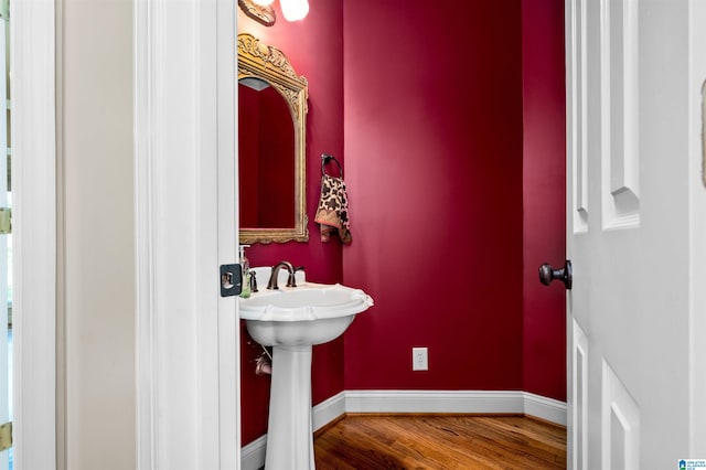 bathroom featuring wood-type flooring