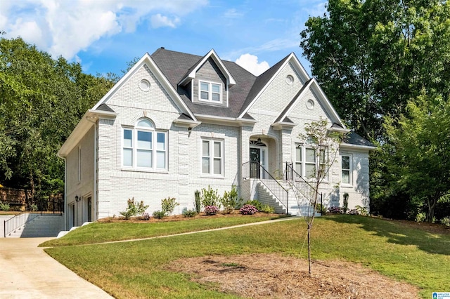 view of front of home featuring a front lawn