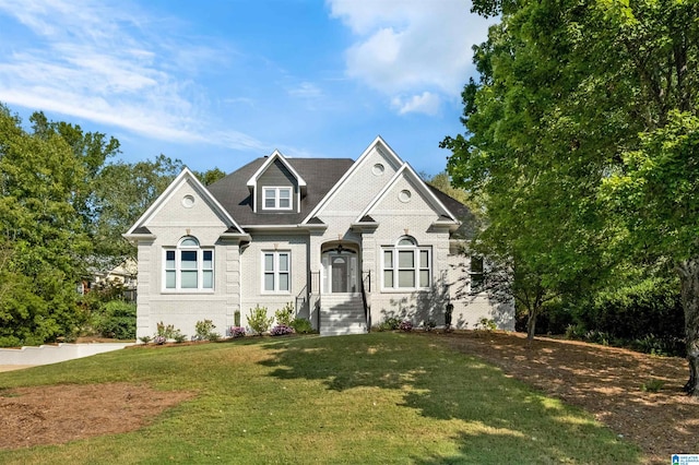 view of front of home with a front lawn