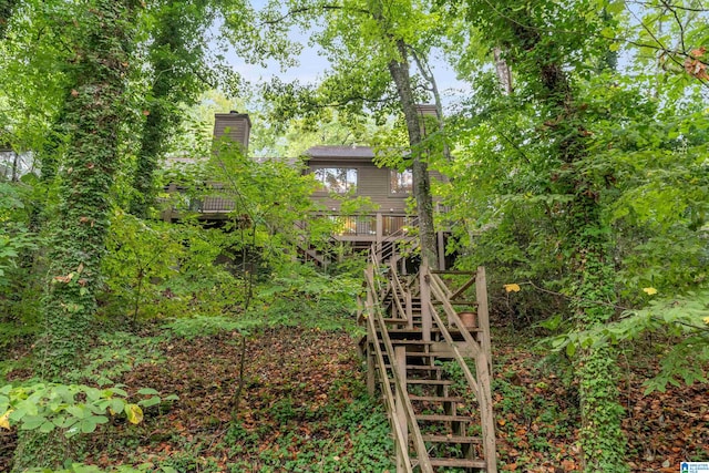 view of yard with a wooden deck