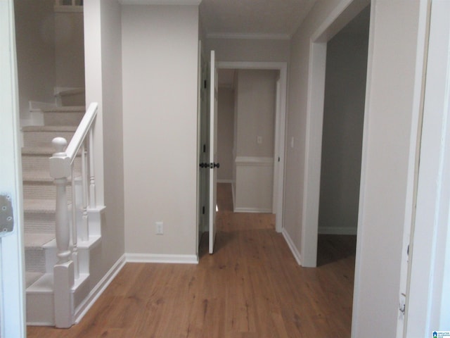 hallway featuring wood-type flooring