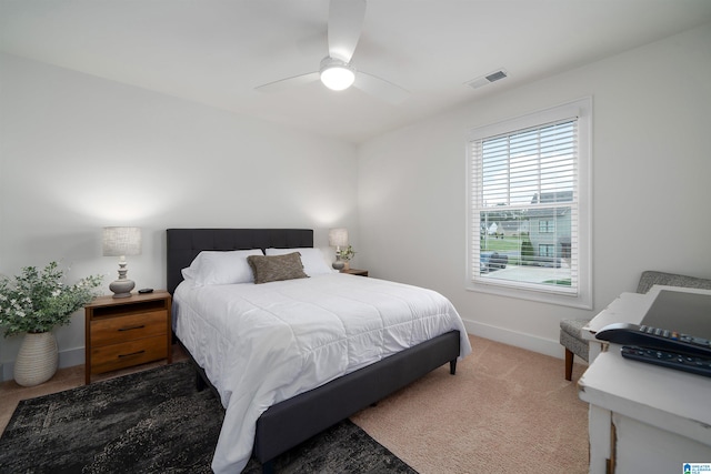 bedroom with carpet and ceiling fan