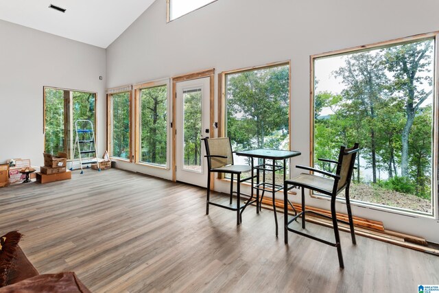 sunroom with vaulted ceiling