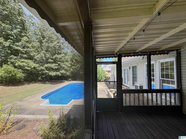 pool with a deck