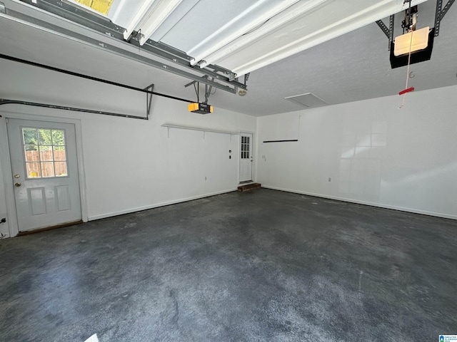 garage with a garage door opener