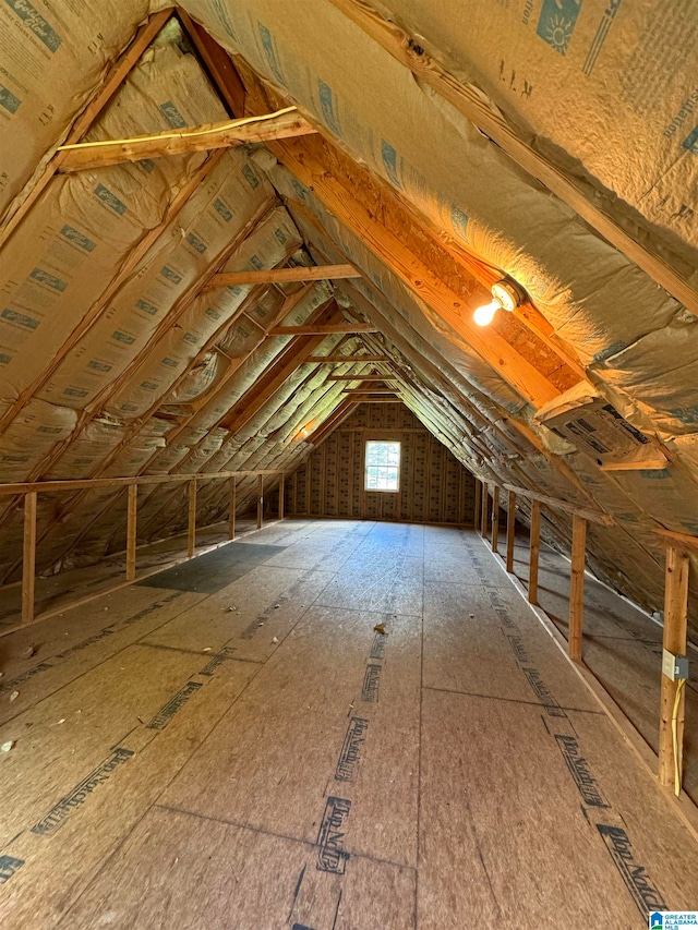 view of unfinished attic