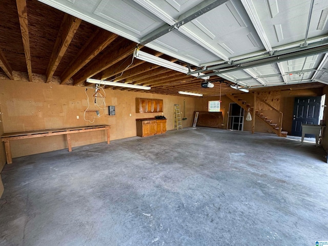 garage with a garage door opener