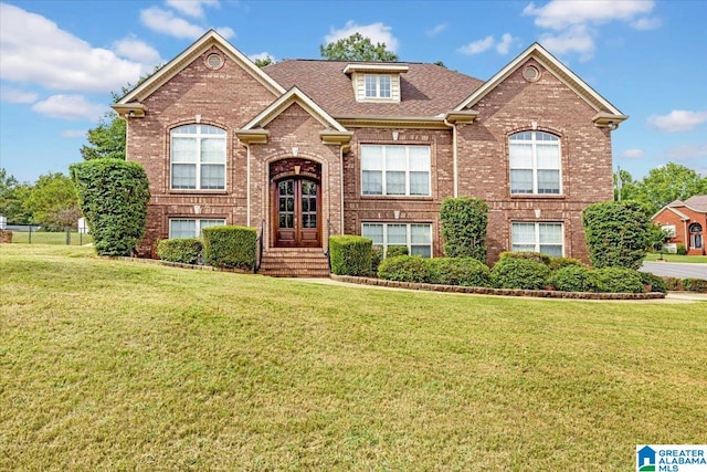 view of front of home with a front yard