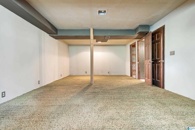 basement featuring carpet