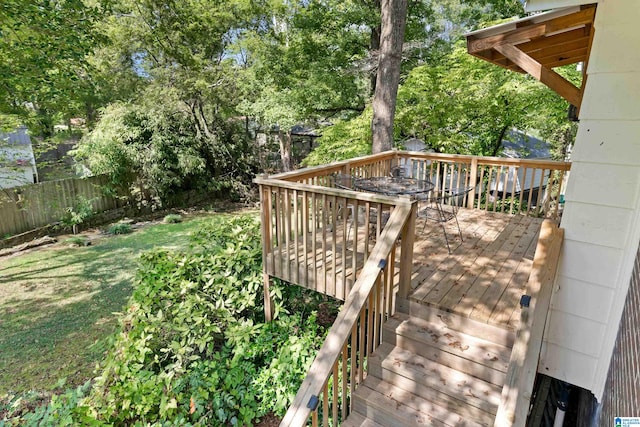 view of yard featuring a wooden deck