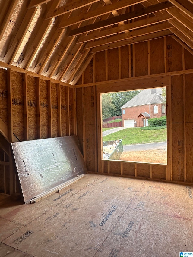 view of unfinished attic