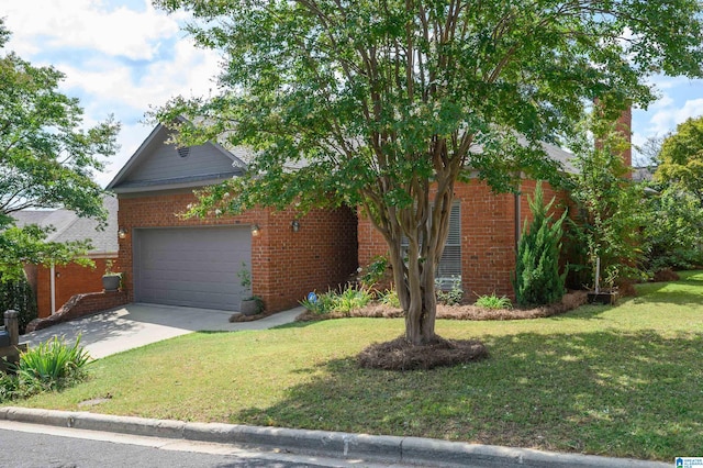 view of property hidden behind natural elements featuring a front yard