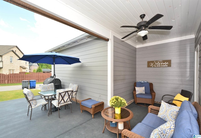 view of patio / terrace with ceiling fan