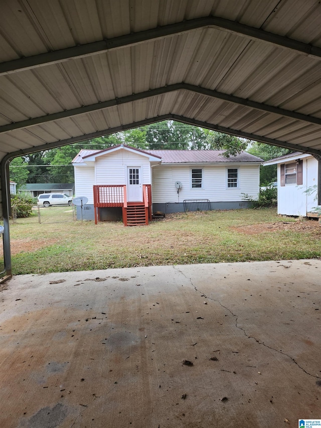 view of patio featuring a carport