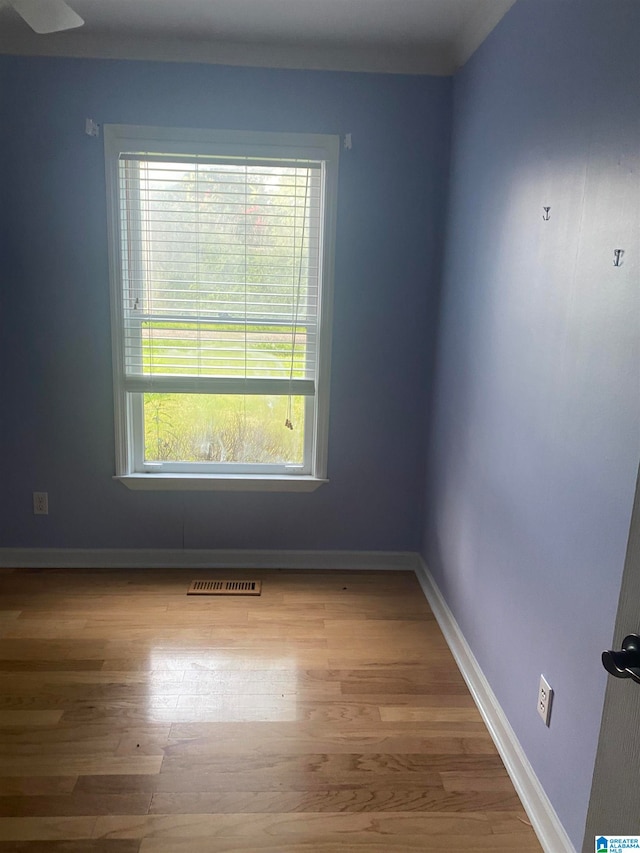 unfurnished room featuring light wood-type flooring