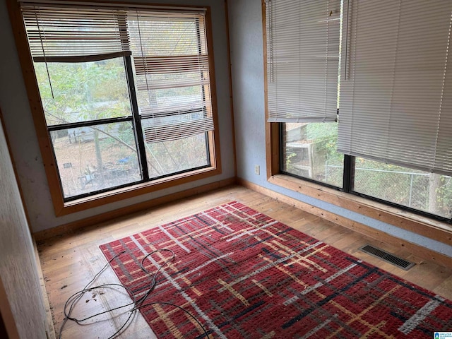 unfurnished room with light wood-type flooring and plenty of natural light