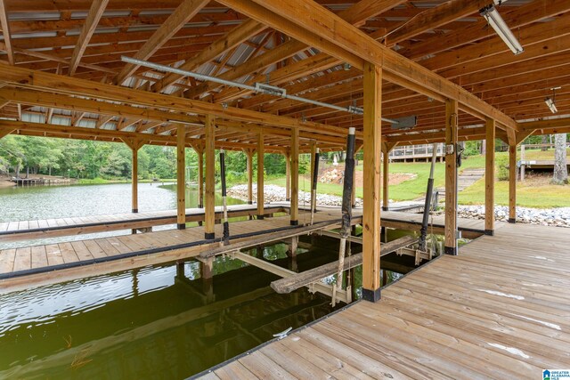 dock area with a water view