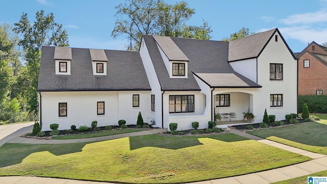 view of front of property featuring a front lawn