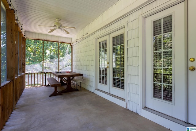 157 Hickory Ridge Dr, Glencoe, AL 35905 - sunroom with a ceiling fan, french doors, and healthy amount of natural light