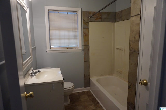 full bathroom featuring vanity, toilet, and shower / bathtub combination