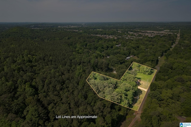 bird's eye view featuring a view of trees