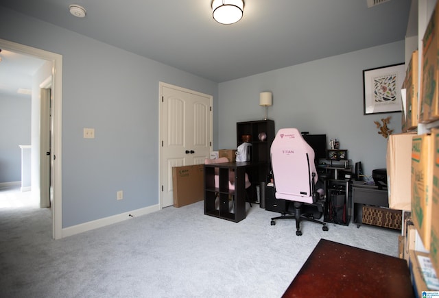 office with light colored carpet