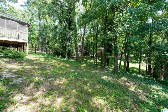 view of yard with a sunroom