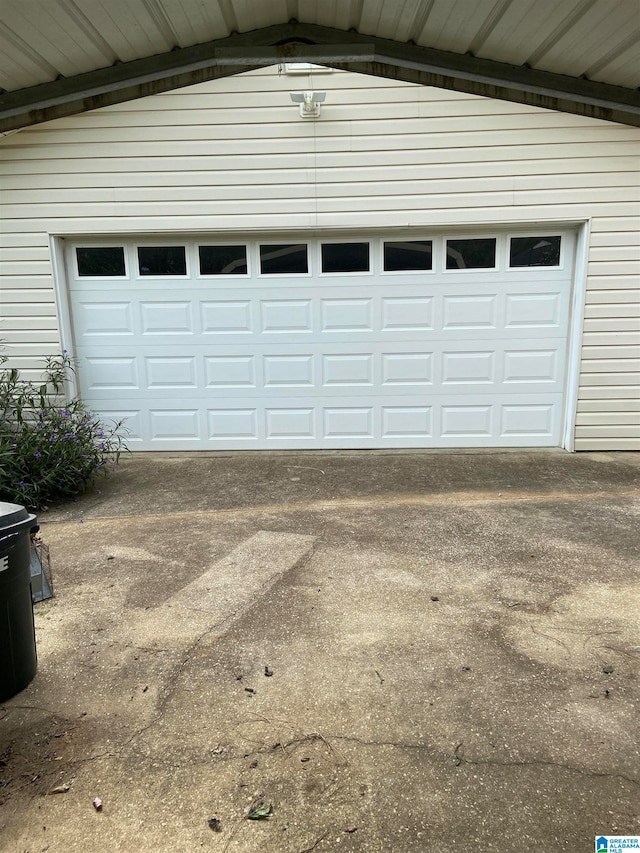 view of garage