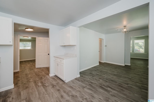 kitchen with white cabinetry, dark hardwood / wood-style floors, and plenty of natural light