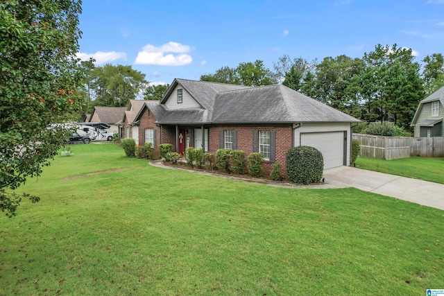 view of front facade featuring a garage and a front yard