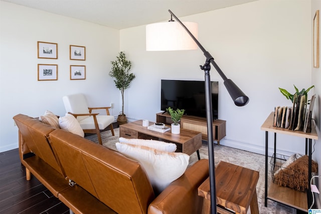 living room featuring dark hardwood / wood-style floors