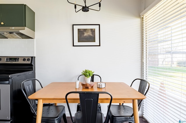 dining area featuring a healthy amount of sunlight and washer / dryer